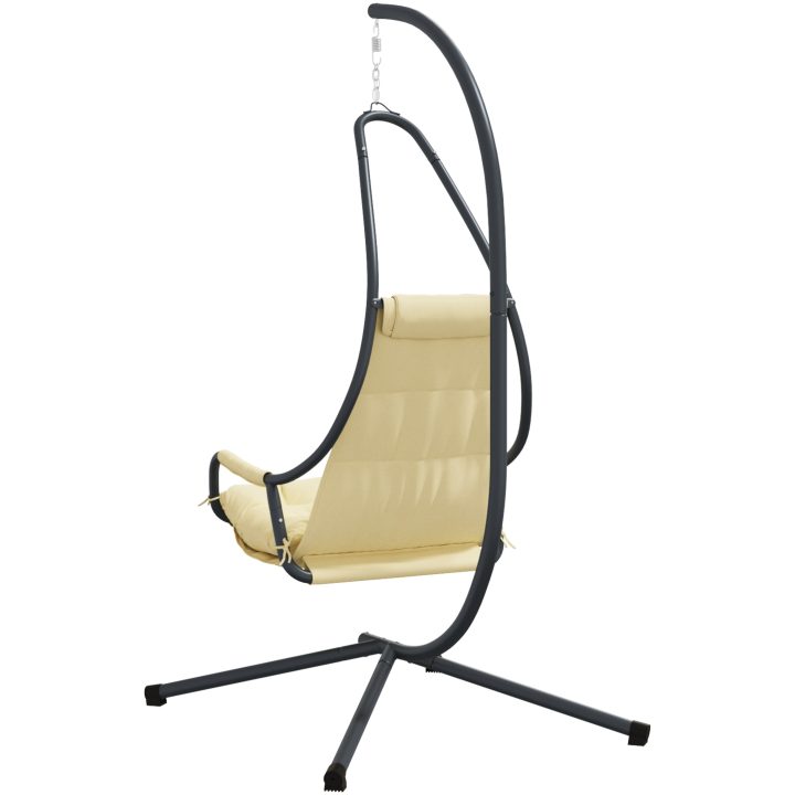 Hängande Stol med Ställning och Dyna Beige Stål vidaXL Large – bild 7