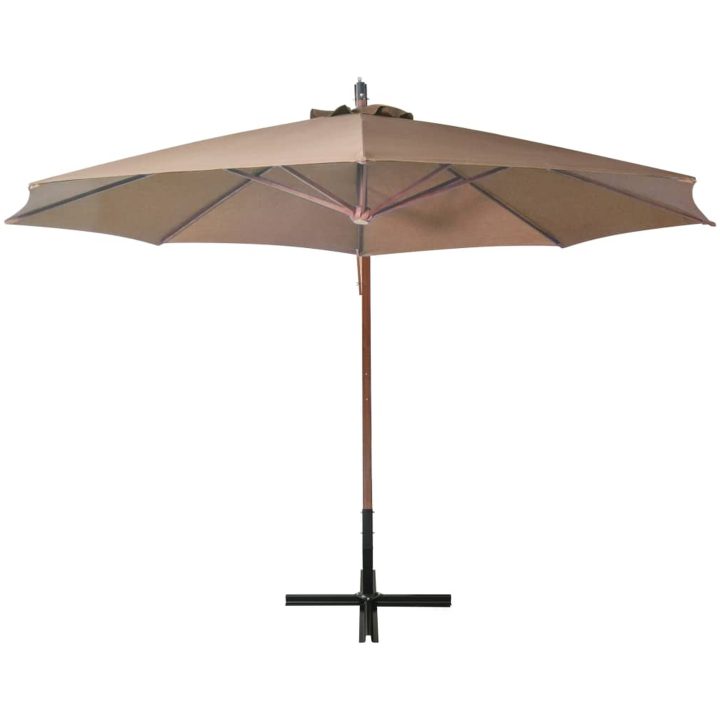 Hängande trädgårdsparasoll med stång taupe vidaXL 3.5 x 2.9 m – bild 3