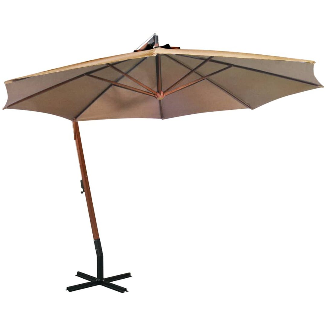 Hängande trädgårdsparasoll med stång taupe vidaXL 3.5 x 2.9 m