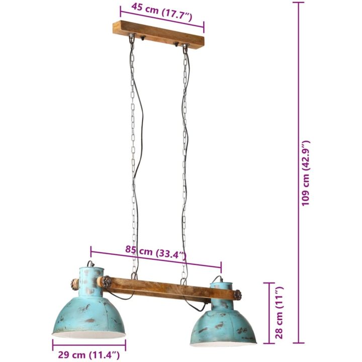 Hänglampa 25 W nött blå 85x28x109 cm E27 vidaXL – bild 7