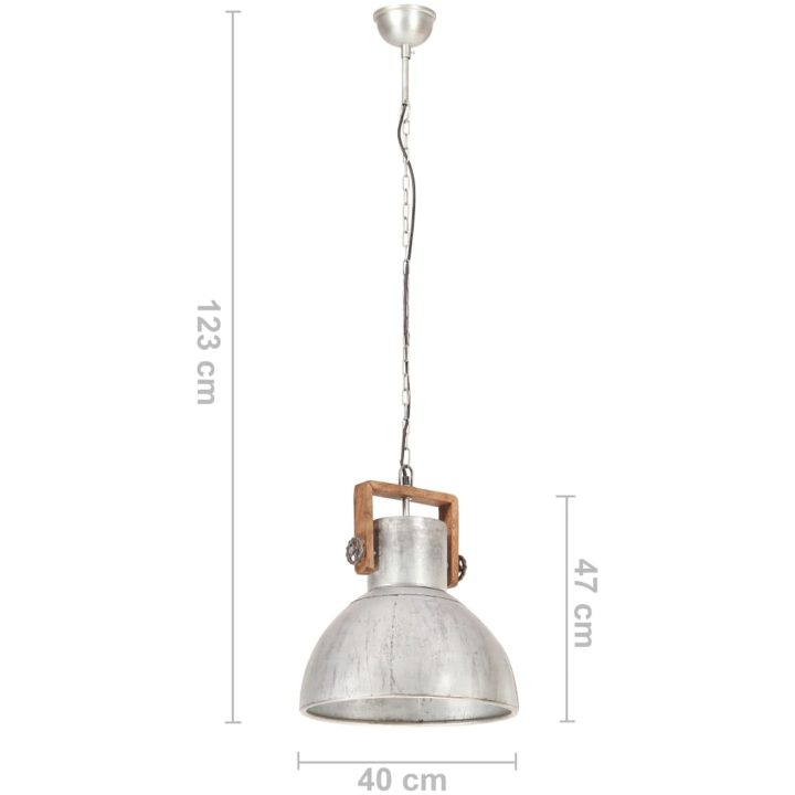 Hänglampa industriell vintage 25 W silver rund 40 cm E27 vidaXL ⌀40 cm – bild 11