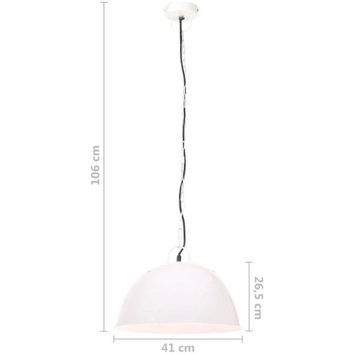 Hänglampa industriell vintage 25 W vit rund 41 cm E27 vidaXL Φ 41 cm – bild 11