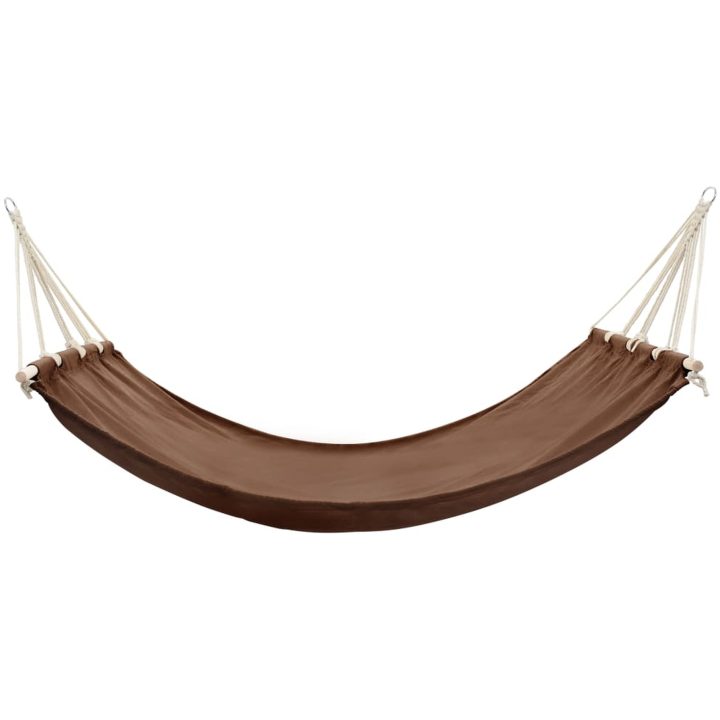Hängmatta med trästång 210x150 cm Brun vidaXL – bild 2