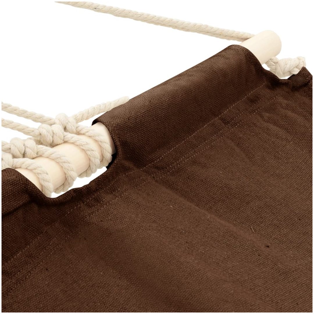 Hängmatta med trästång 210x150 cm Brun vidaXL – bild 3