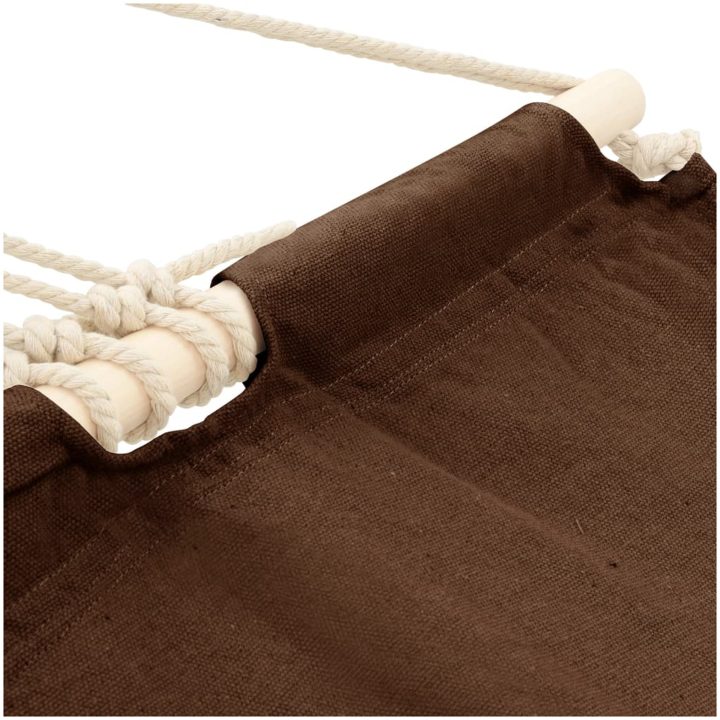 Hängmatta med trästång 210x150 cm Brun vidaXL – bild 3