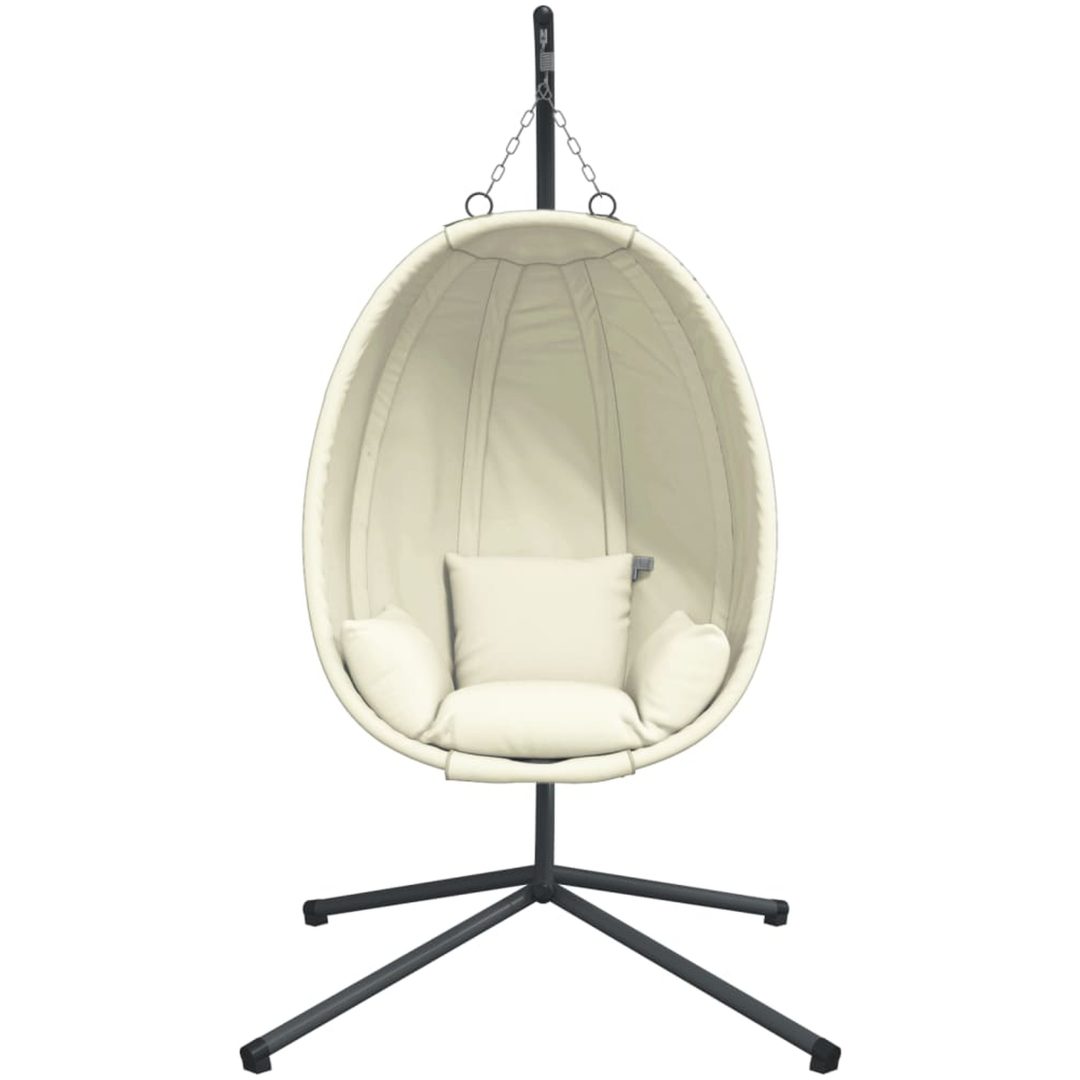 Hängstol med dyna beige konstrotting och stål vidaXL – bild 4