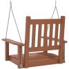 Hängstol med metallkedjor brun massivt granträ vidaXL 73.5 x 65 x 63 cm – miniatyr 6