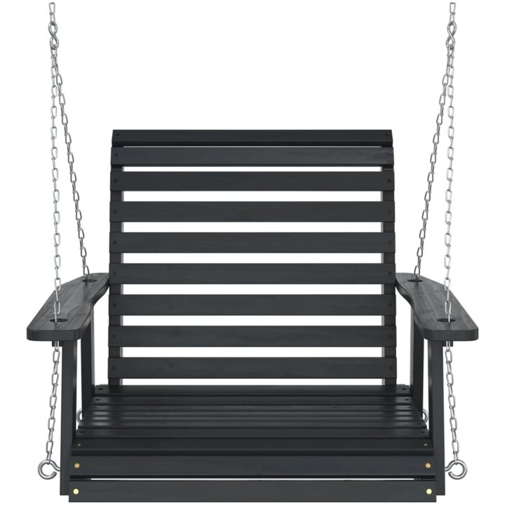 Hängstol med metallkedjor svart massivt granträ vidaXL 72 x 63 x 56 cm – bild 4