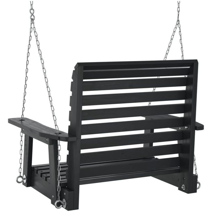 Hängstol med metallkedjor svart massivt granträ vidaXL 72 x 63 x 56 cm – bild 6