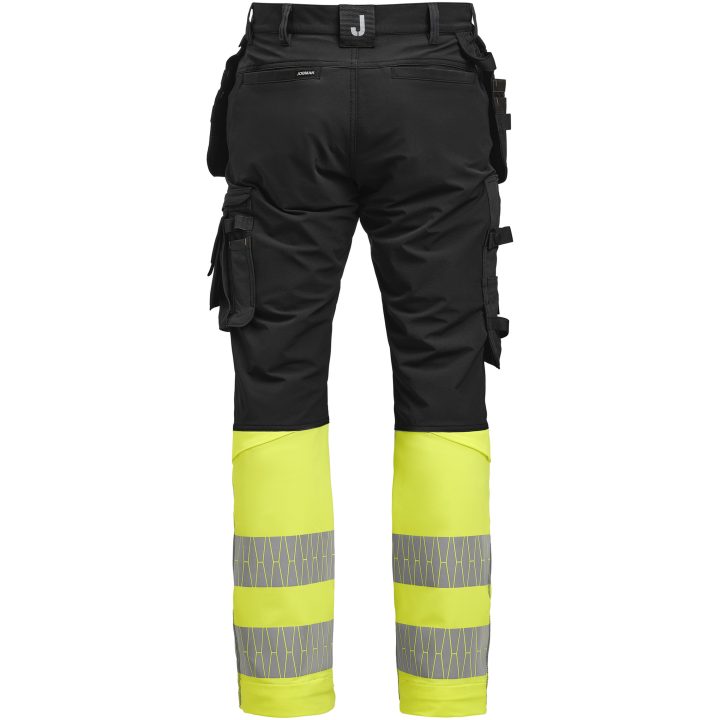 Hantverksbyxa 2392 Stretch Varsel Svart gul Jobman – bild 3