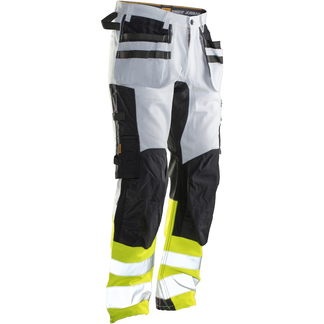Hantverksbyxa Core Stretch Varsel 2134 Technical Vit/Gul Jobman C146