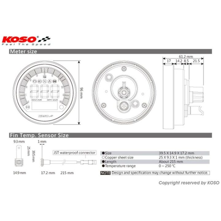Hastighetsmätare/Varvräknare DL-04 KOSO – bild 2