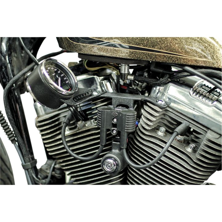 Hastighetsmätarfäste Sportster Svart Pulverlackerad CYCLE VISIONS Omplaceringsfäste – bild 2