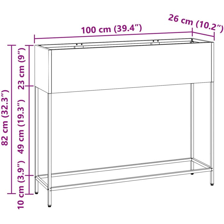 Hävdsodlingslåda Antracit Stål vidaXL 100 x 26 x 82 cm – bild 11