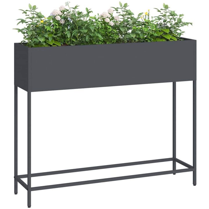 Hävdsodlingslåda Antracit Stål vidaXL 100 x 26 x 82 cm – bild 3