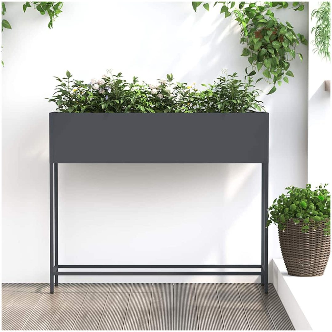 Hävdsodlingslåda Antracit Stål vidaXL 100 x 26 x 82 cm