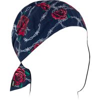 Headwrap Flydanna Barbed Wire Roses Blå Röd ZAN HEADGEAR