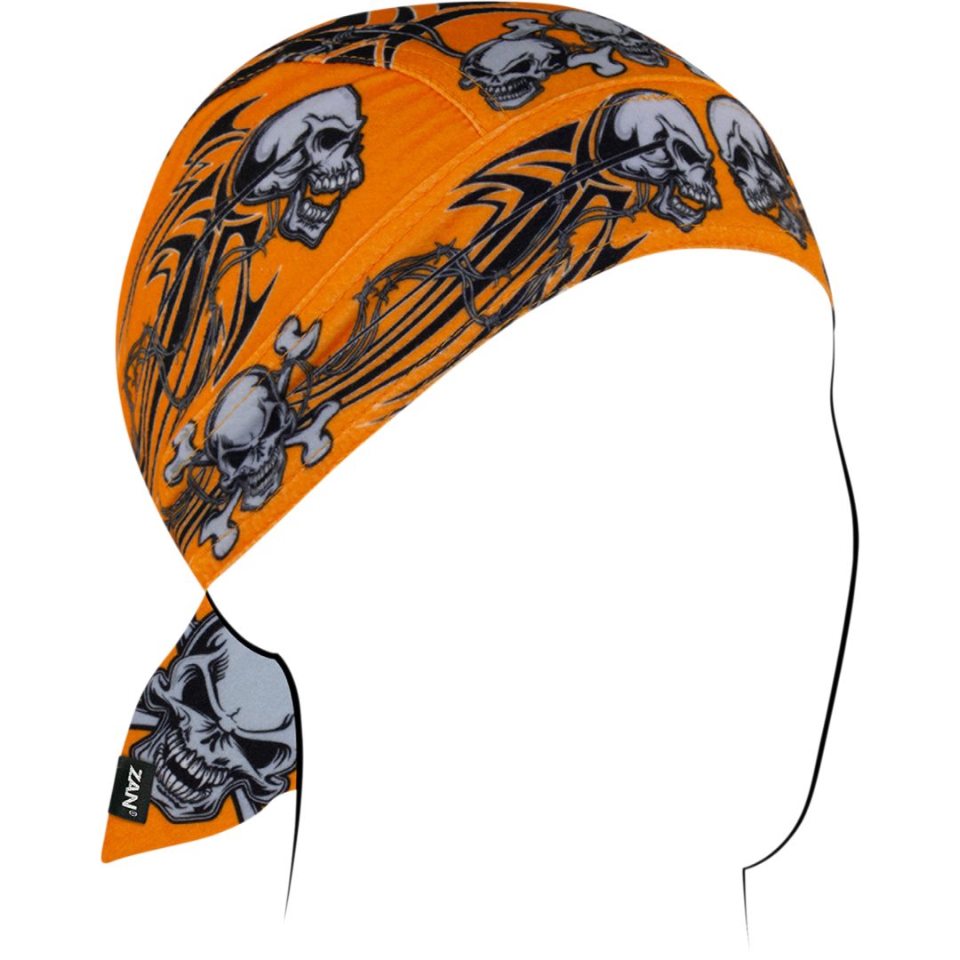 Headwrap Sportflex Tribal Skull Svart Grå Orange ZAN HEADGEAR