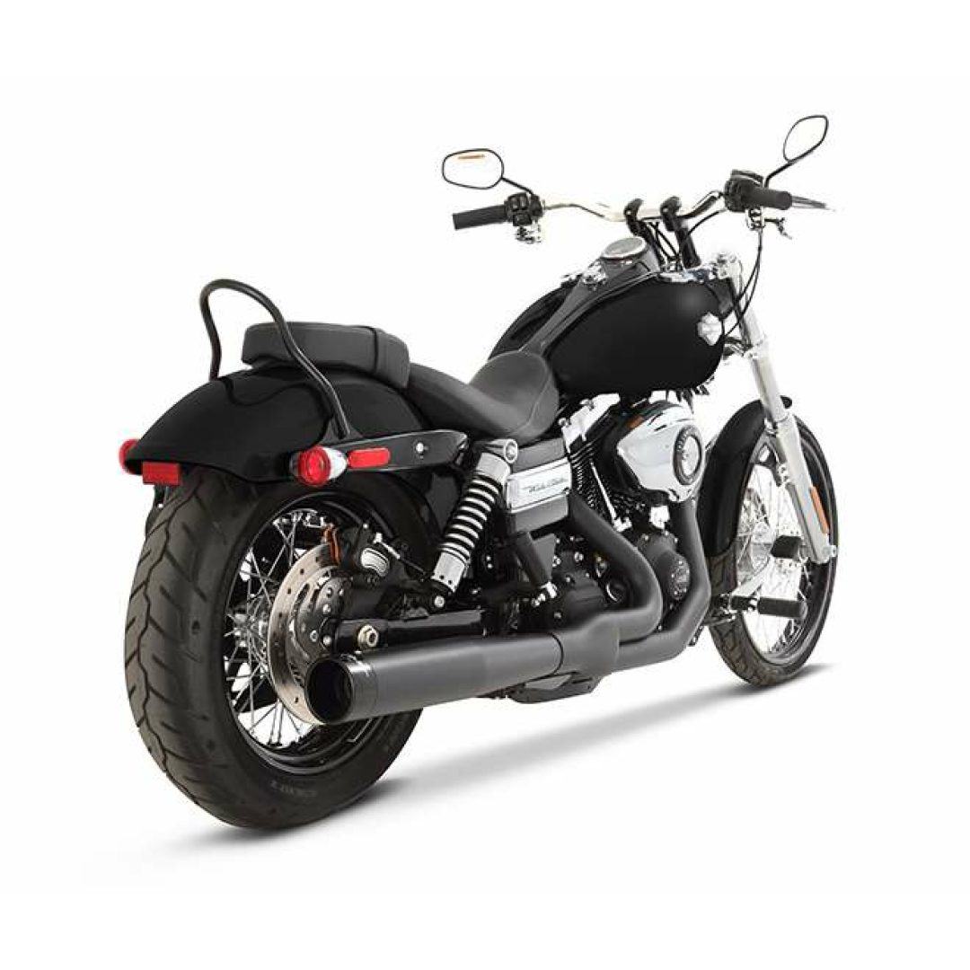 Helsystem 2-1 Dyna Harley-Davidson RINEHART RACING Svart med Svart End Cap