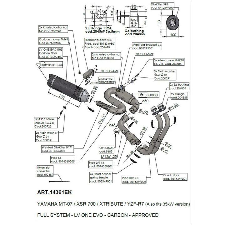 Helsystem 2-1 LV One Evo Kolfiber LeoVince Slash-cut – bild 3