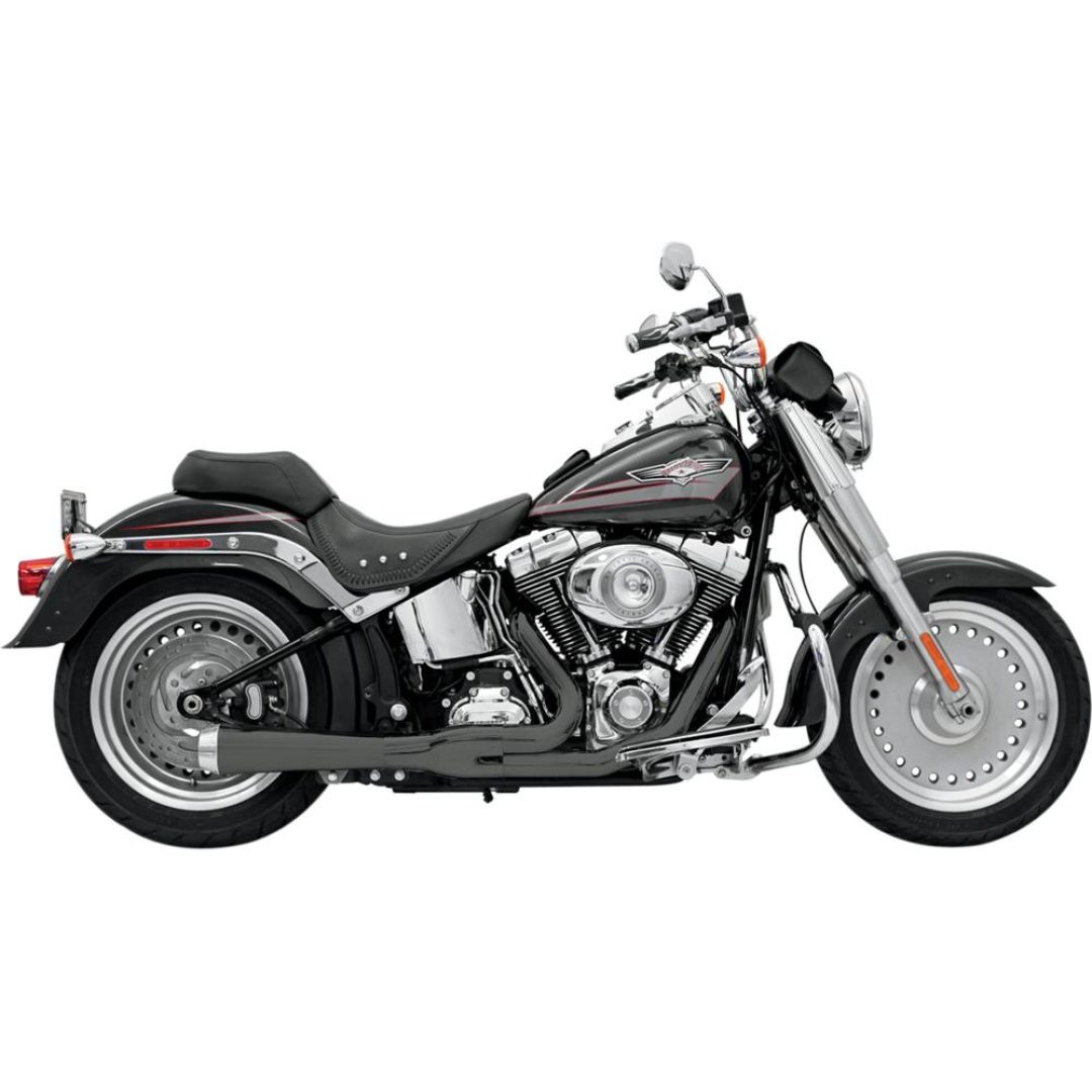 Helsystem ROAD RAGE Harley-Davidson 2-INTO-1 BASSANI XHAUST Svart / kort dämpare