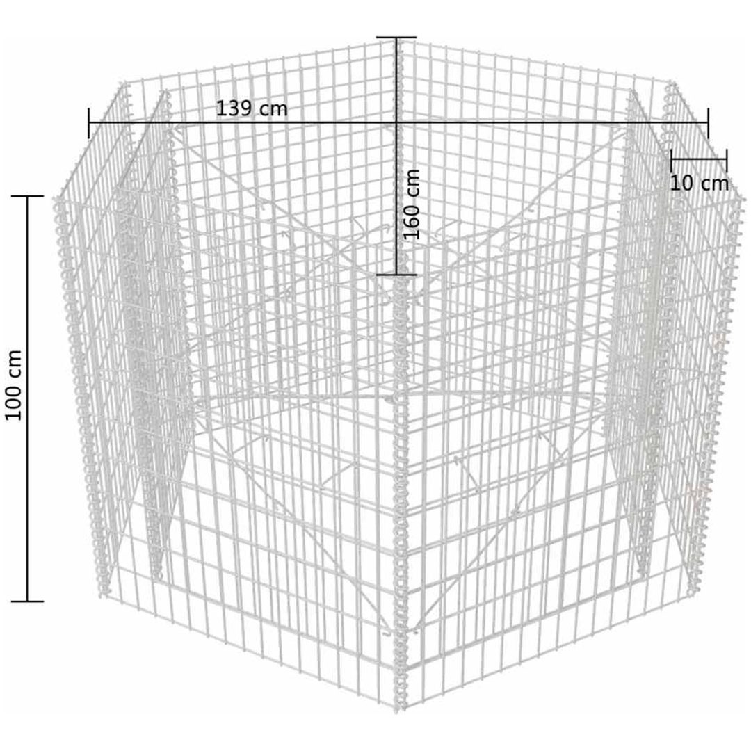 Hexagonal planteringsgabion upphöjd 160x140x100 cm vidaXL 160 x 139 x 100 cm – bild 6