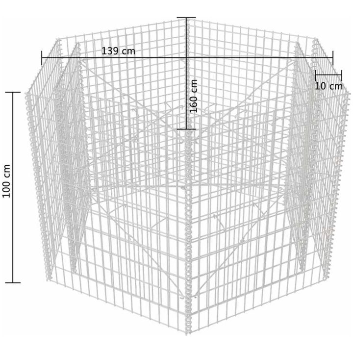 Hexagonal planteringsgabion upphöjd 160x140x100 cm vidaXL 160 x 139 x 100 cm – bild 6