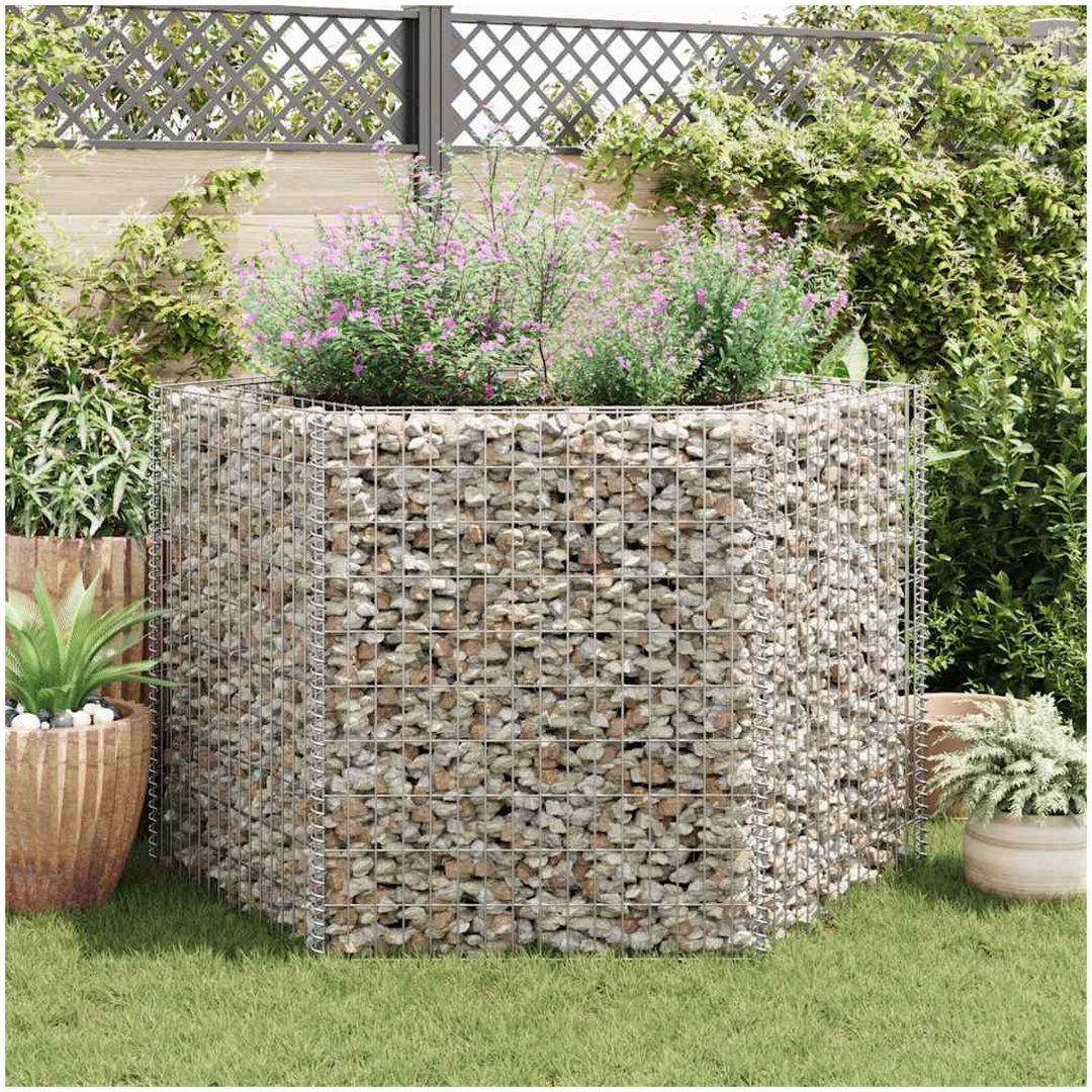 Hexagonal planteringsgabion upphöjd 160x140x100 cm vidaXL 160 x 139 x 100 cm