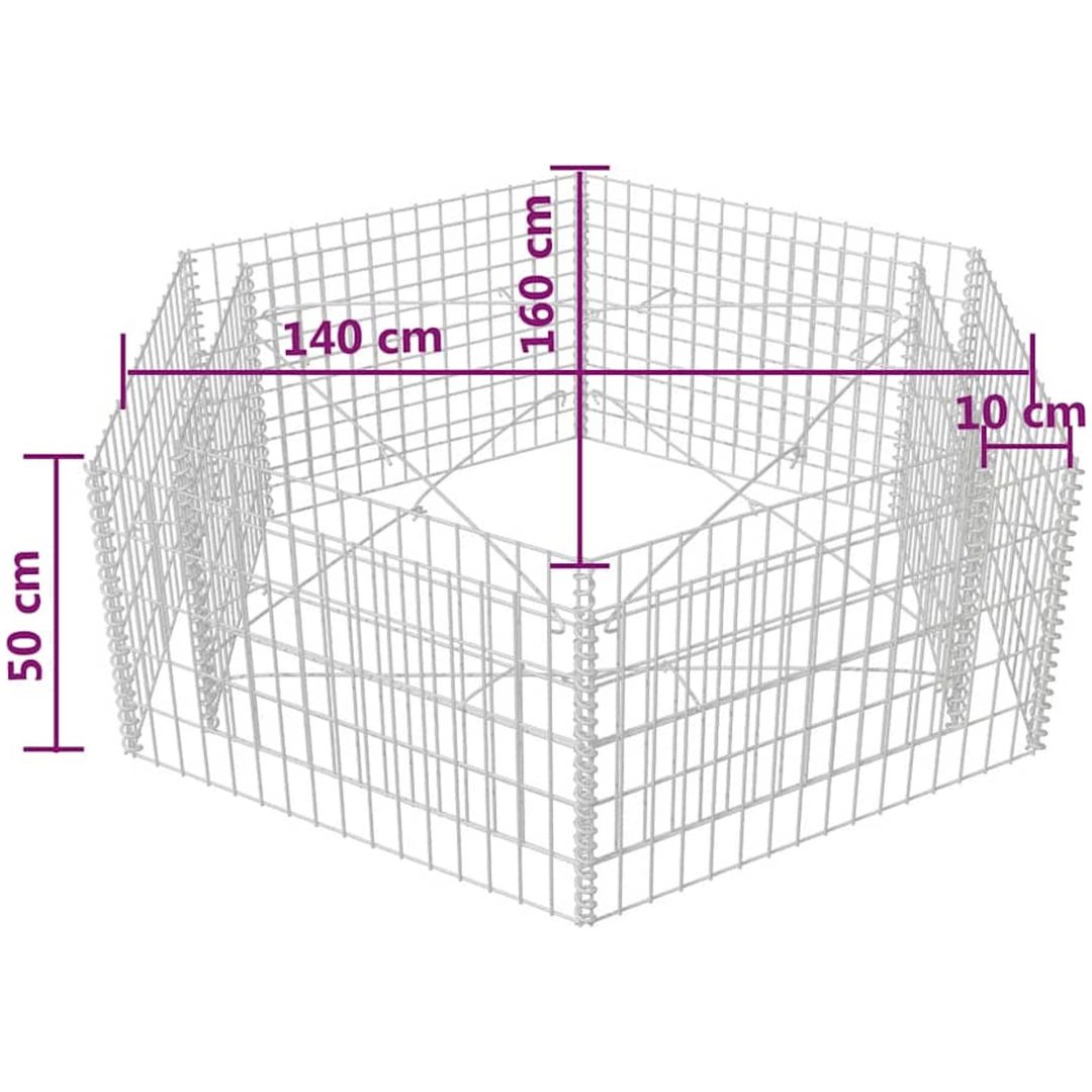 Hexagonal planteringsgabion upphöjd 160x140x50 cm vidaXL 160 x 139 x 50 cm – bild 6