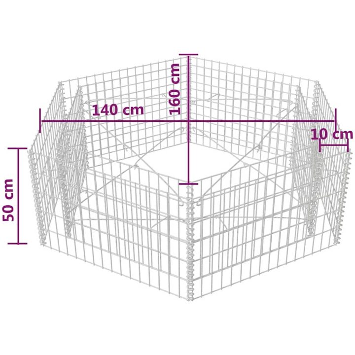 Hexagonal planteringsgabion upphöjd 160x140x50 cm vidaXL 160 x 139 x 50 cm – bild 6
