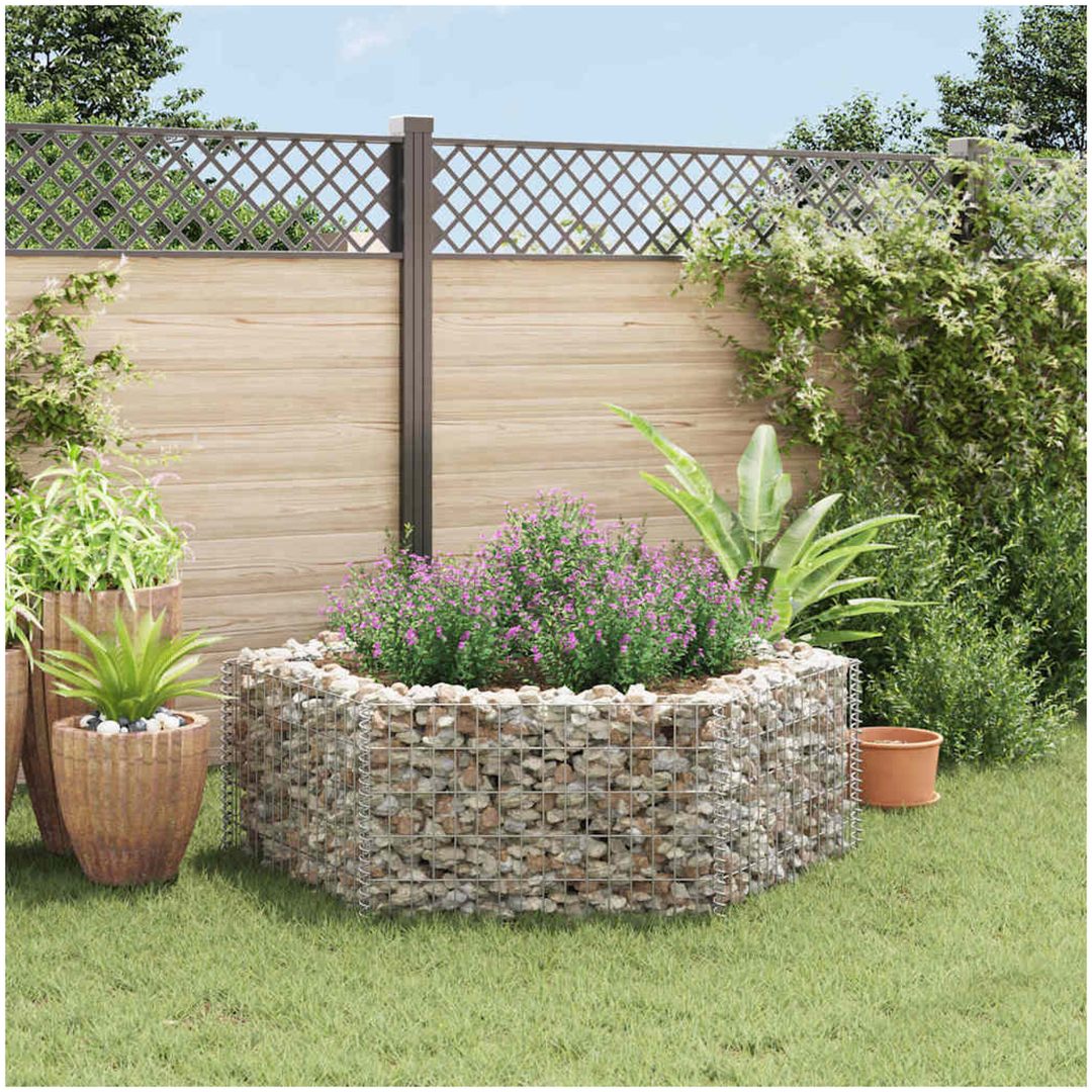 Hexagonal planteringsgabion upphöjd 160x140x50 cm vidaXL 160 x 139 x 50 cm