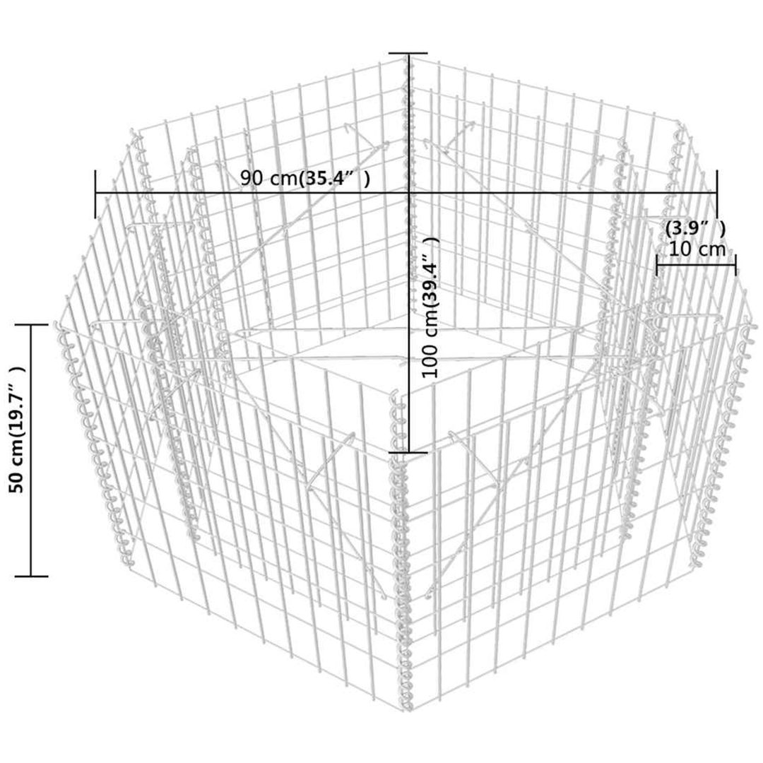 Hexagonal planteringsgabion upphöjd vidaXL 100 x 90 x 50 cm – bild 6