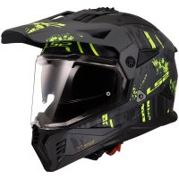 HJÄLM LS2 MX702 PIONEER II CRAZY MATT SVART/GUL M