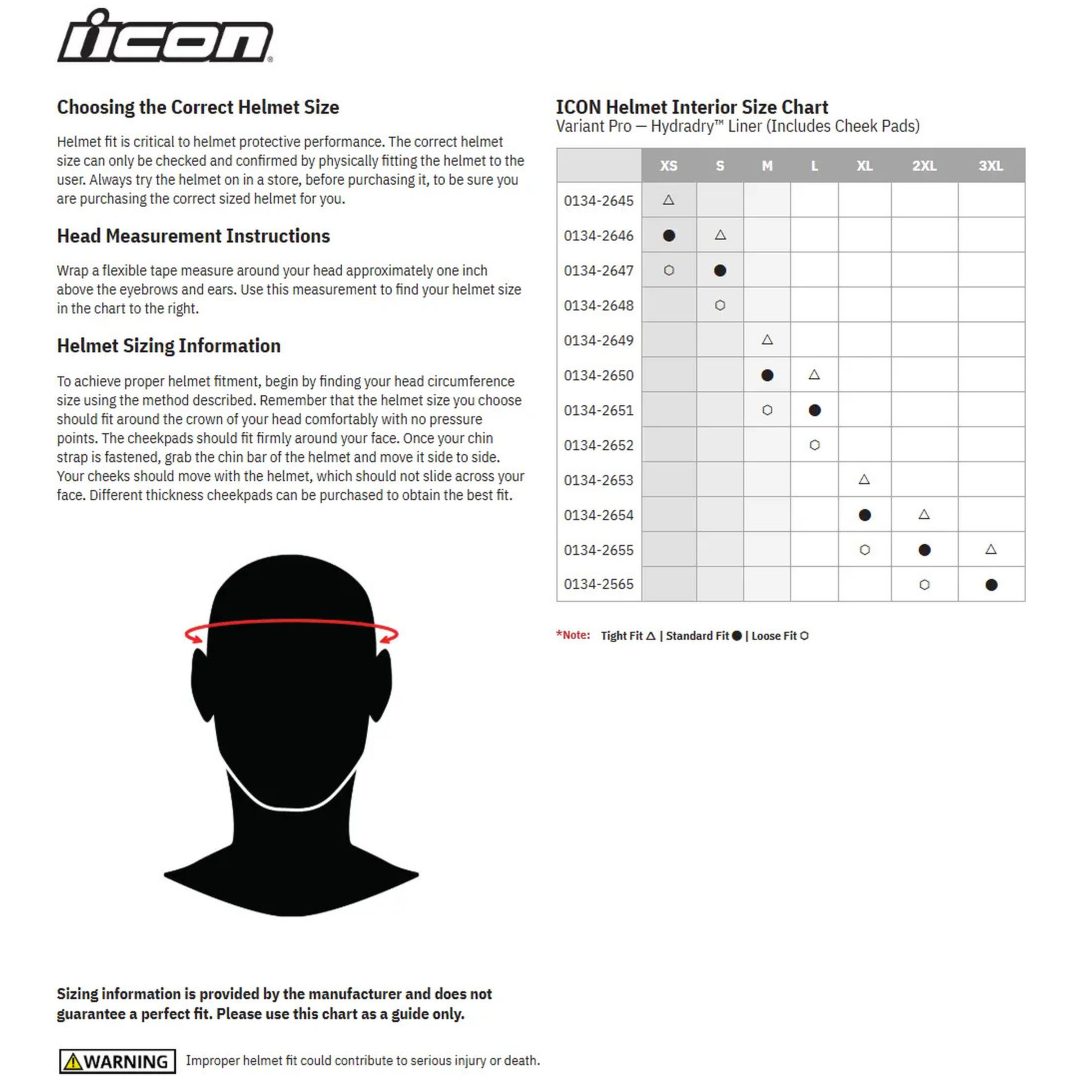 Hjälminredning Variant Pro Svart ICON Foder – bild 2