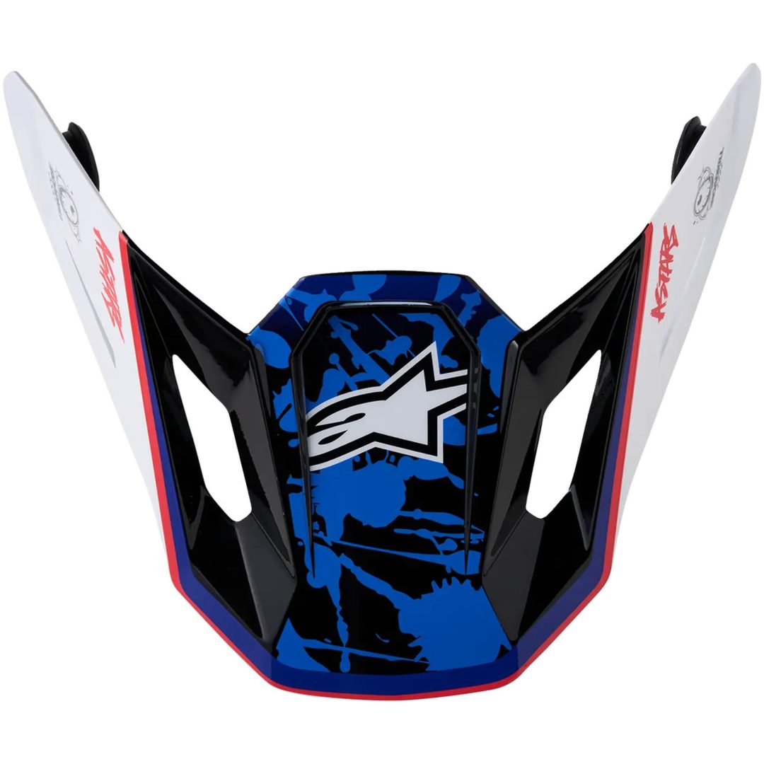 Hjälmskärm SM7 Blaster Blå Röd Vit ALPINESTARS(MX) En storlek