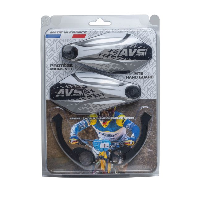 Handskydd Kit Med Aluminiumsstöd Svart/vit AVS RACING