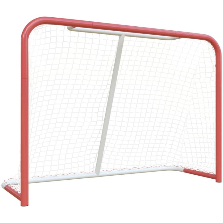 Hockeymål med nät röd & vit stål & polyester vidaXL 153 x 60 x 118 cm – bild 2