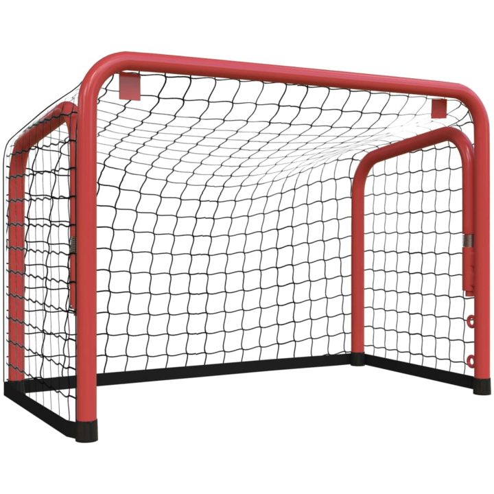 Hockeymål med nät röd&svart 68x32x47cm stål&polyester vidaXL – bild 2