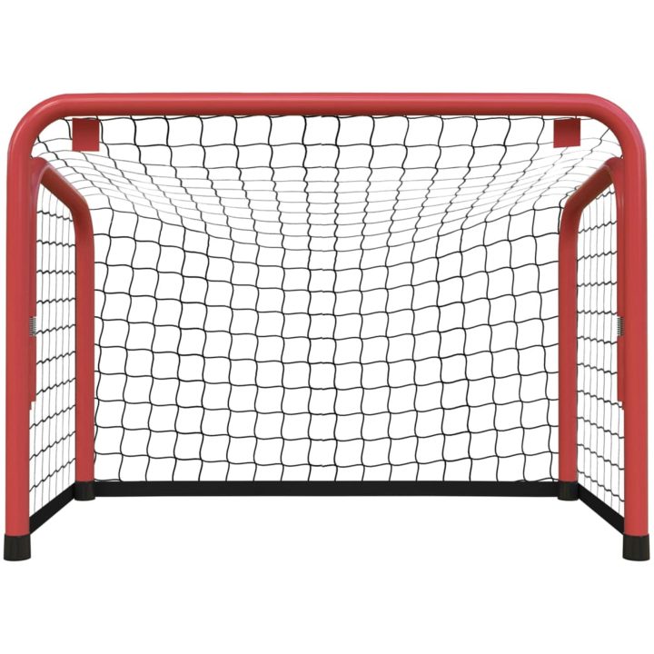 Hockeymål med nät röd&svart 68x32x47cm stål&polyester vidaXL – bild 3