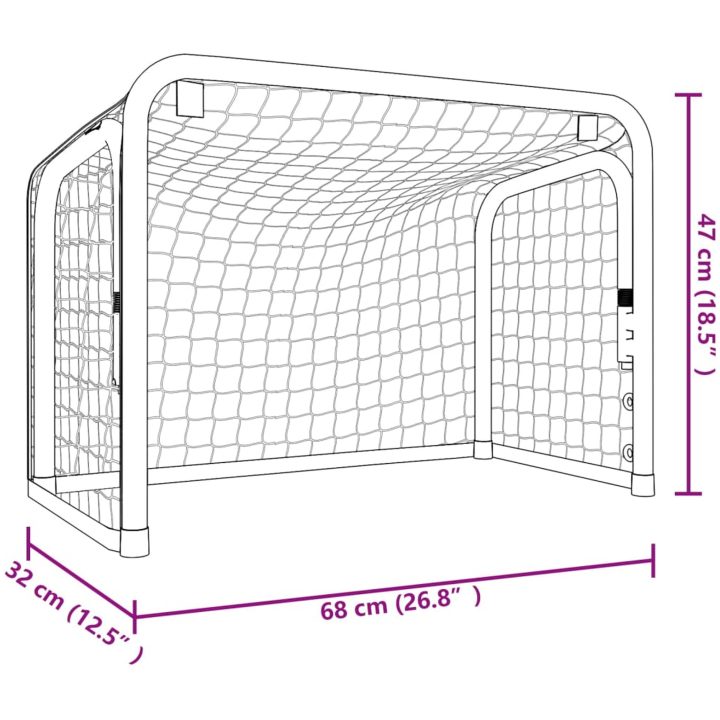 Hockeymål med nät röd&svart 68x32x47cm stål&polyester vidaXL – bild 6