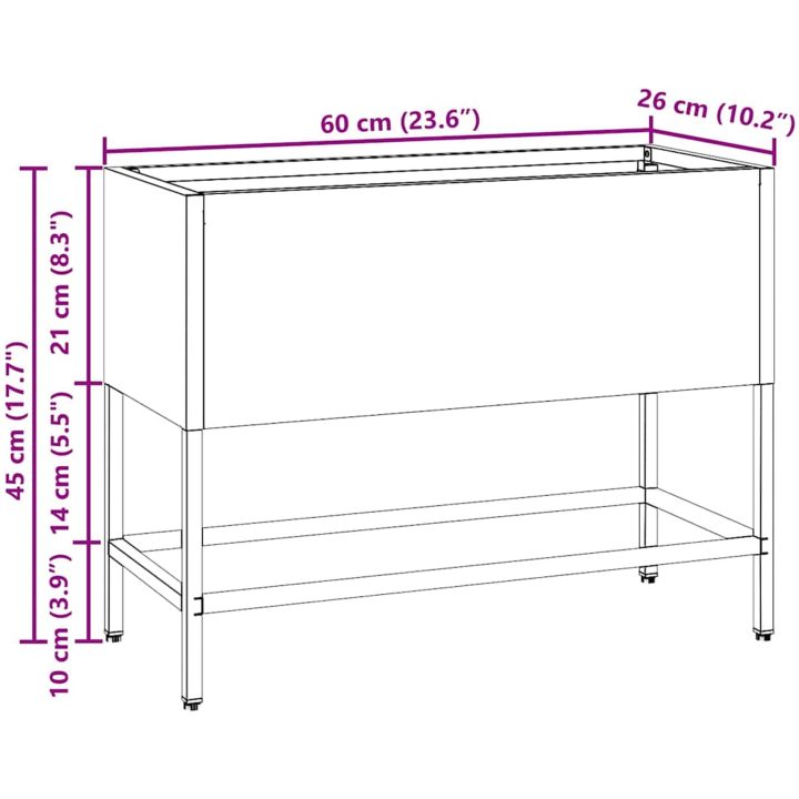 Hög bäddplanterare Svart Stål vidaXL 60 x 26 x 45 cm – bild 12