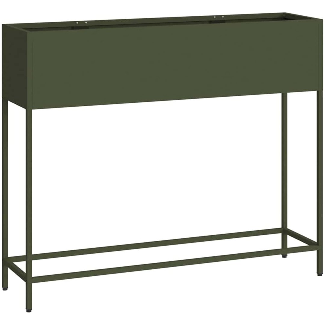 Höjdträdgårdsplanter Olivgrön Stål vidaXL 100 x 26 x 82 cm – bild 2
