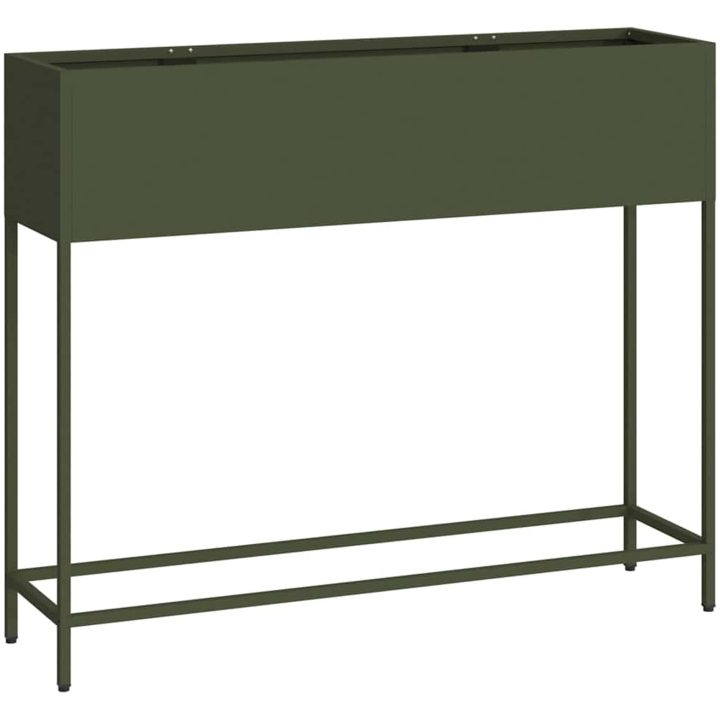 Höjdträdgårdsplanter Olivgrön Stål vidaXL 100 x 26 x 82 cm – bild 2