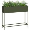Höjdträdgårdsplanter Olivgrön Stål vidaXL 100 x 26 x 82 cm – miniatyr 3