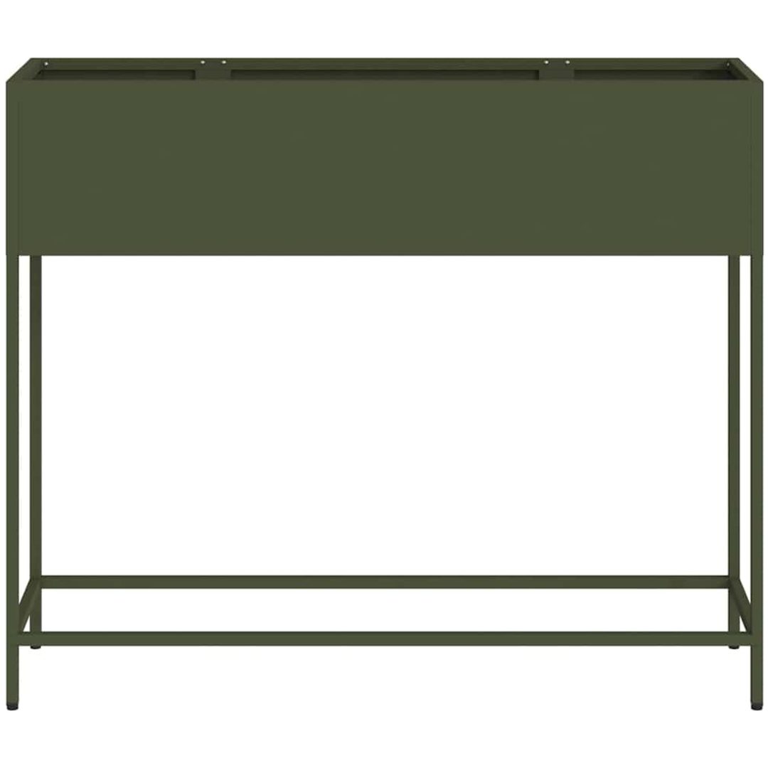 Höjdträdgårdsplanter Olivgrön Stål vidaXL 100 x 26 x 82 cm – bild 5