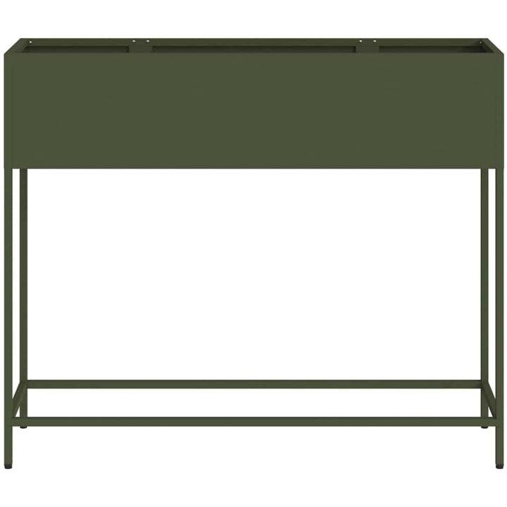 Höjdträdgårdsplanter Olivgrön Stål vidaXL 100 x 26 x 82 cm – bild 5
