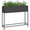 Höjdträdgårdsplanterare Svart Stål vidaXL 100 x 26 x 82 cm – miniatyr 3