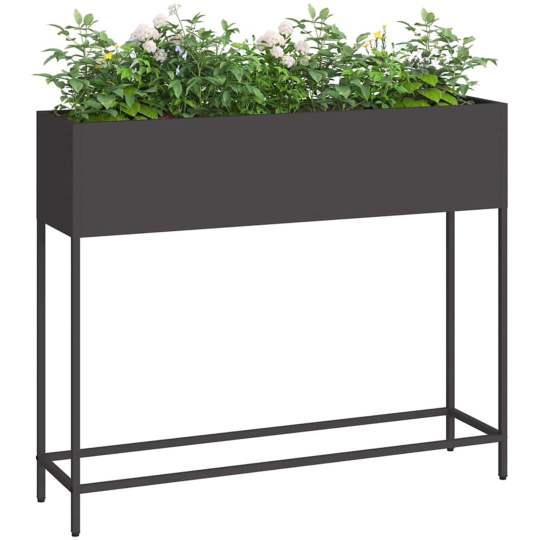 Höjdträdgårdsplanterare Svart Stål vidaXL 100 x 26 x 82 cm – bild 3
