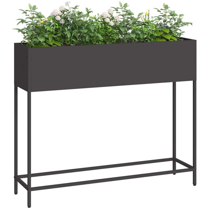 Höjdträdgårdsplanterare Svart Stål vidaXL 100 x 26 x 82 cm – bild 3