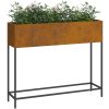 Höjdträdgårdsplanterare Väderbiten stål vidaXL 100 x 26 x 82 cm – miniatyr 3